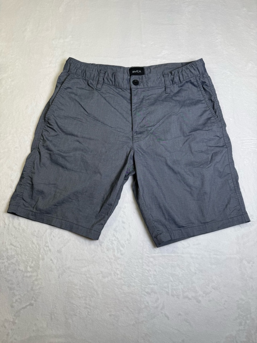 RVCA Men's Denim Heather Blue Flat Front Shorts